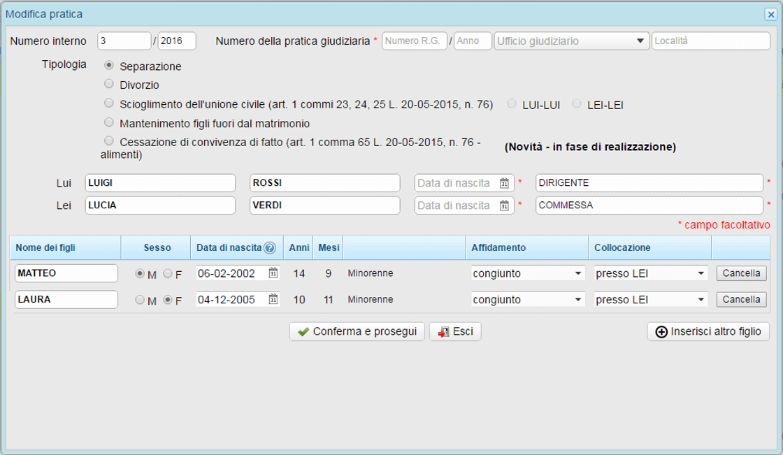 I dati anagrafici