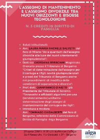 L'assegno di mantenimento e l'assegno divorzile tra nuovi orizzonti e risorse tecnologiche - Bergamo